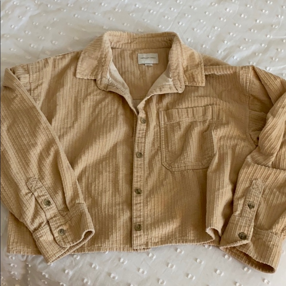 American Eagle Crop Button Up